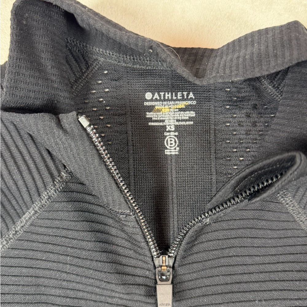 Athleta Size XS Rye Black Ribbed Performance Full-Zip Jacket - Picture 5 of 10